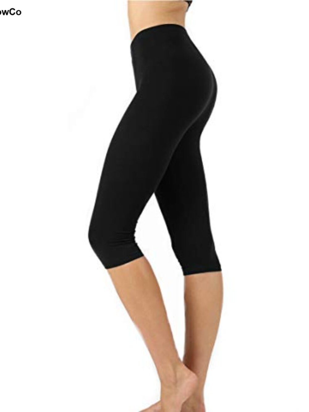 Premium Cotton Capri Leggings High Rise Stretch 15" Inseam